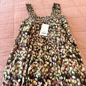 Floral Peony Silk and Ecovero Gathered Mini Dress M Never Worn Tags On